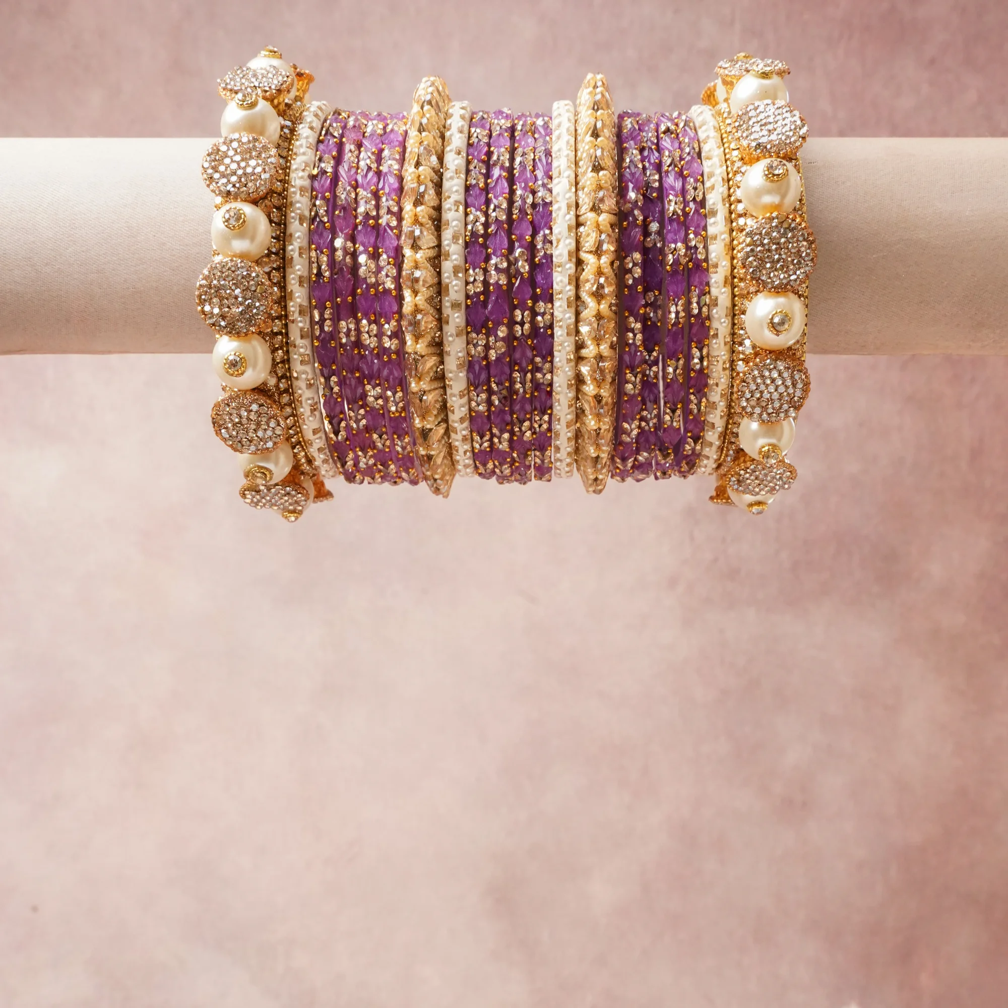 A majestic Purple set, complemented by Antique Gold, Cream Pearl, Clear Crystal featuring Glass, Gold-toned Alloy, Simulated Pearl, Rhinestone/Cubic Zirconia.
Rich, ceremonial, and designed to be passed through generations.